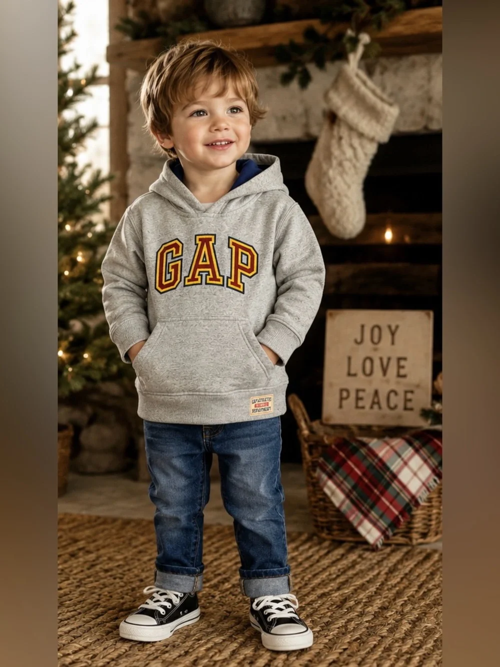 Vintage Baby Gap Athletic Dept Hoodie Gray Fleece Sweatshirt Toddler 4Y Unisex